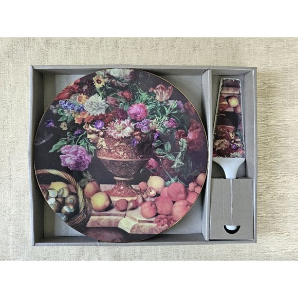 New Vintage Formalities Still Life Fruit 10.75" Porcelain Plate and 9.5" Server - Picture 1 of 13